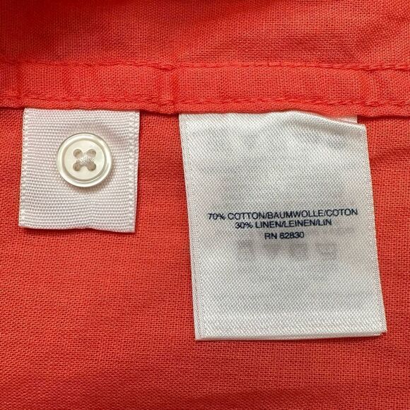 Lands’ End Linen Blend Orange Button Down Women’s Shirt - Picture 10 of 12